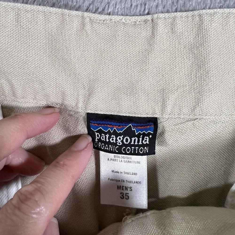 Patagonia Pants Mens 35 Khaki Canvas Hiking Organic‎ Cotton Straight Leg Outdoor